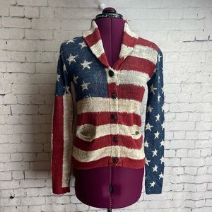 Denim & Supply Ralph Lauren American Flag-Print Shawl Cardigan size small